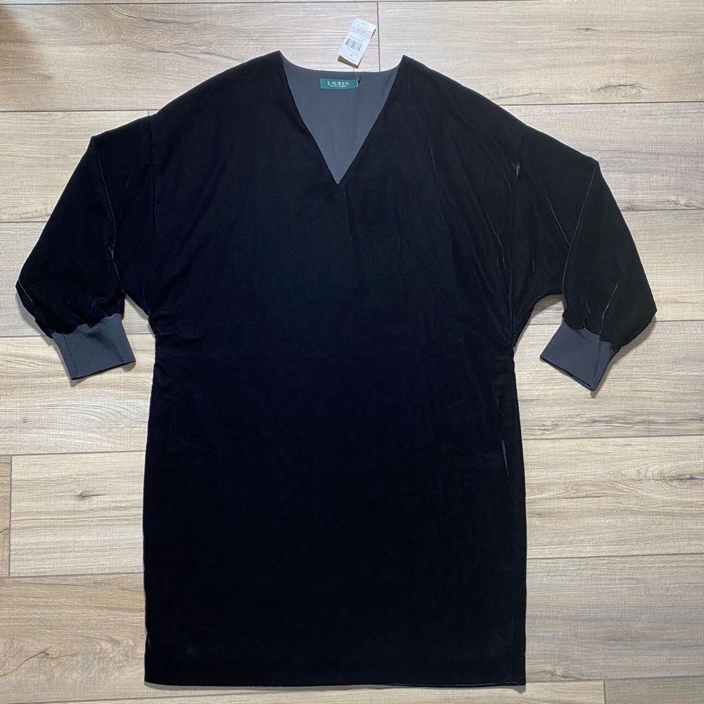 Lauren Ralph Lauren Womens Dolman Sleeve Velvet‎ Pullover Dress Size 12 Black